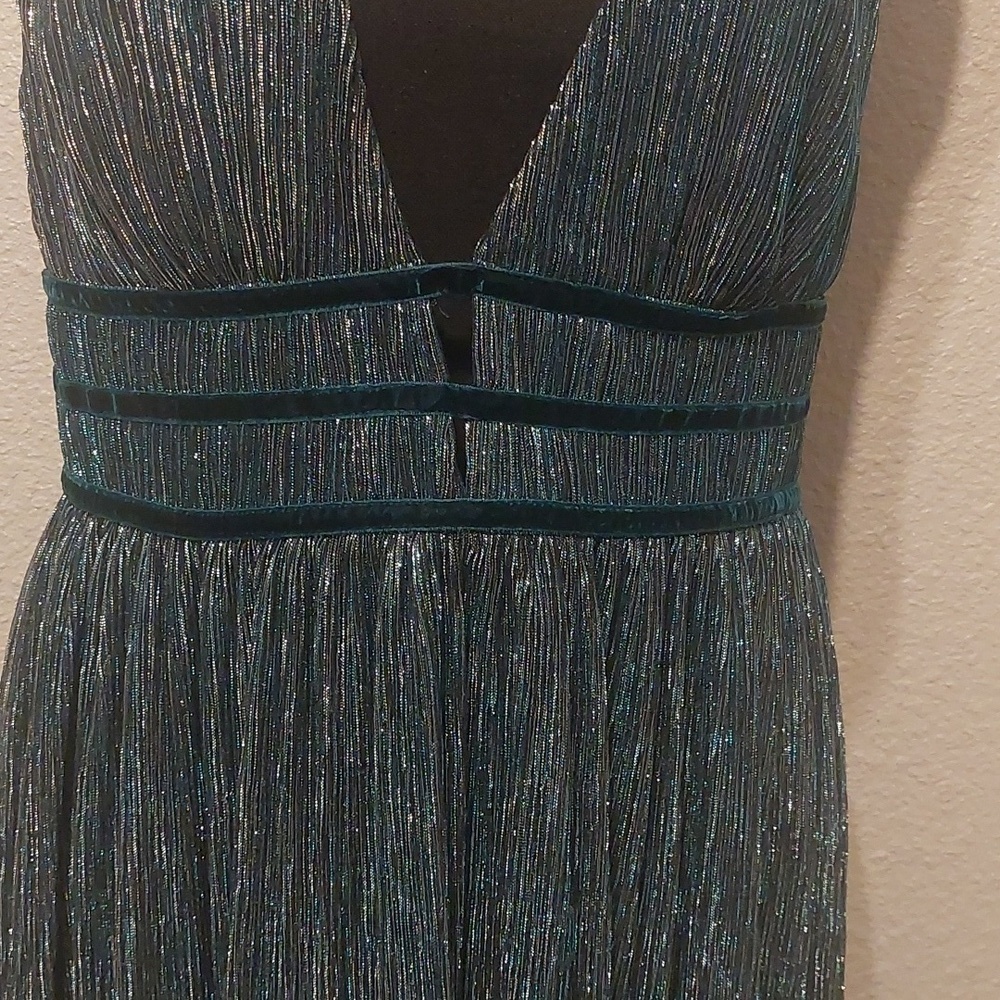 Lulu's Smokeshow Teal metallic mini dress New Medium Homecoming Formal - Picture 8 of 12
